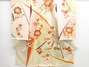 アンティーク　錦紗花模様刺繍五つ紋着物